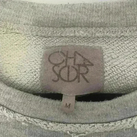 Chaser raw edge heather grey crewneck pullover sweater shirt women's‎  size M - Picture 3 of 7